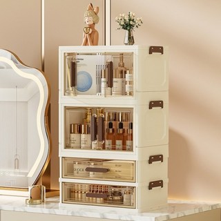 Red Cabinet 大尺寸附門抽屜折疊式化妝品收納盒 雙門+2層 HR774, 1個, 混合色