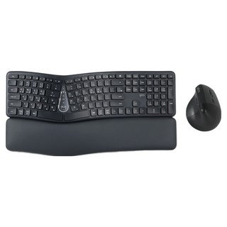 지클릭커 오피스프로 멤브레인 무선 키보드 마우스 세트, 인체공학, 블랙, EMK300