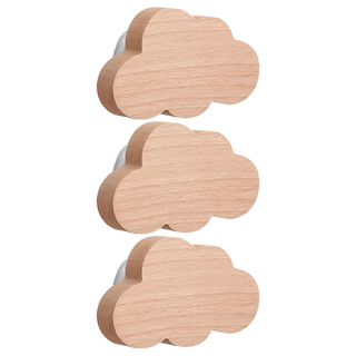 小麥購物 雲朵 實木掛鉤 G802 22g, 木色, 3個
