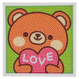 MYTOYS 액자형 귀여운 보석십자수 15 x 15 cm, 러브 하트곰, 1개