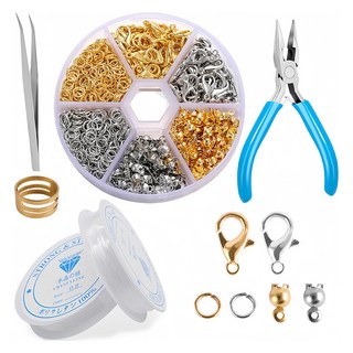 J.COXX 串珠手鍊項鍊材料工具10件組, 金色, 銀色, 1套