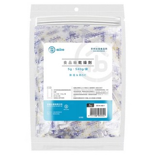 aibo 手作烘焙食品級玻璃紙乾燥劑 Set, 5g/小包 540g/袋, 環保夾鏈袋裝, 1袋