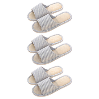 小麥購物 厚底亞麻拖鞋 細紋 C140 106g, 3雙, 藏青色