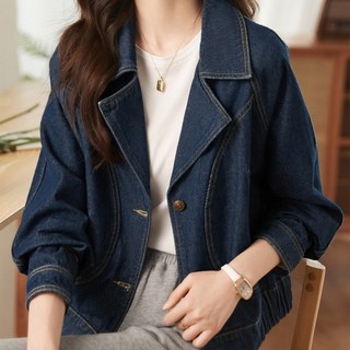 Chichills 女款側口袋縫線鈕扣牛仔夾克 00359