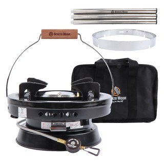 브리즈문 캠핑 해바라기 강염 휴대용 가스 버너 + 고정 프레임 + 링가드 + 보관 가방 세트, 모던 블랙, 1세트