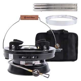 브리즈문 캠핑 해바라기 강염 휴대용 가스 버너 + 5단 가변 프레임 + 링가드 + 보관 가방 세트, 모던 블랙, 1세트