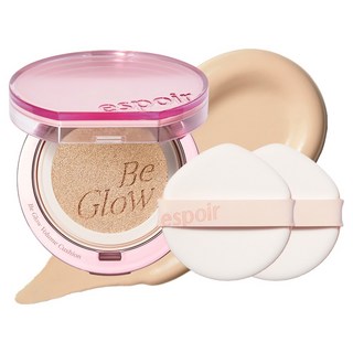 espoir 艾絲珀 Be Glow Volume晶鑽水光氣墊粉餅正裝 Flash Glow Edition+粉撲 2入組, 21 Ivory, 1組