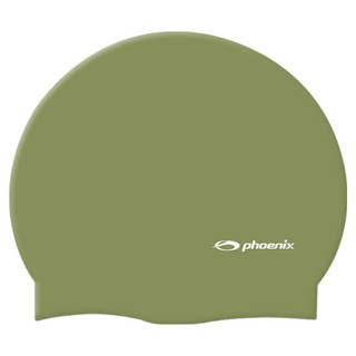 Phoenix 矽膠 Logo 素色游泳帽 PCS-02, 1個, 卡其色