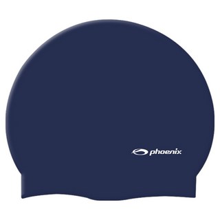 Phoenix 矽膠 Logo 素色游泳帽 PCS-02, 1個, 海軍藍