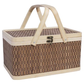 홈담 保冷竹製野餐籃 竹製, 1個, 混合顏色