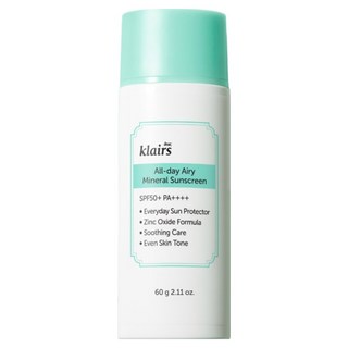 klairs All Day空氣感無負擔防曬乳 SPF50+ PA++++, 1個, 60g