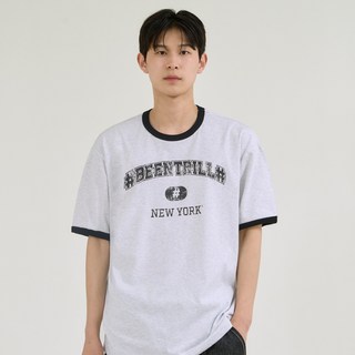 Beentrill 大學風滾邊寬鬆版短袖T恤 BA242TS017