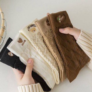 [5 件 1 套] Wardummy 羅紋扭紋圖案可愛人物棉厚頸襪套裝 CZW619