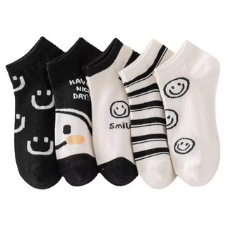 Wodemi 女款微笑運動短襪5件組 W528