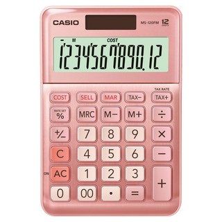 카시오 미니 컬러 일반 계산기 MS-120FM, 핑크, 1개
