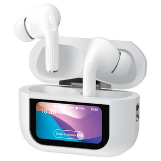 이어맥 디스플레이 노이즈 캔슬링 TWS 블루투스 이어폰, BT350A, 화이트