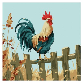 ArtLife 藝術生活 DIY 數字油畫 含框 AQ020 20 x 20cm, 1組, 雞鳴報喜