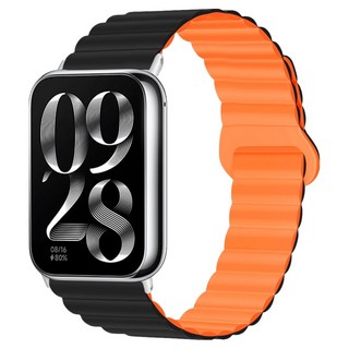 SPACE SHIELD 智慧手錶 軟磁吸環 矽膠錶帶, 黑橙色