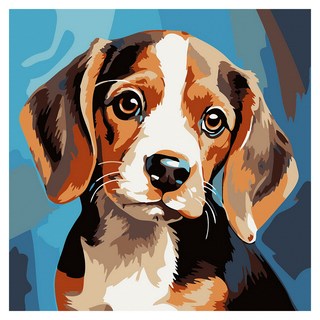 ArtLife 藝術生活 DIY 數字油畫 含框 AQ011 20 x 20cm, 柔情似犬, 1個