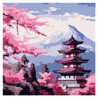 ArtLife 藝術生活 DIY 數字油畫 含框 AQ017 20 x 20cm, 1組, 櫻花富士