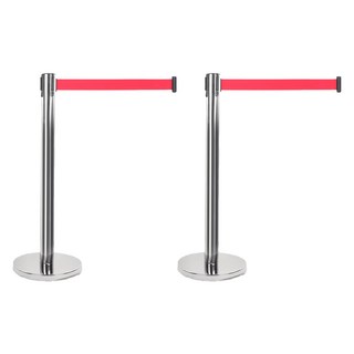 웍스기어 보급형 벨트차단봉 바디 실버 + 벨트 레드 2m 세트, 2세트