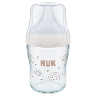 NUK 嬰兒用完美貼合玻璃奶瓶 + 奶嘴 S 號套組, 彩虹, 120ml, 1套