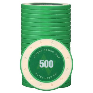 AAHM 16G 邊緣撲克籌碼 500, 綠色, 25個