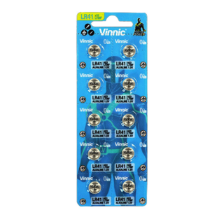 Vinnic AG3/LR41電池 10顆套裝, 7.9mm直徑, 1.5V, 43mAh, 鹼性鈕扣電池, 10顆, 1組