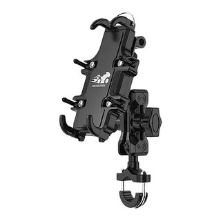 八爪機車減震手機支架 新款 U型車把款, 黑色, 單一商品