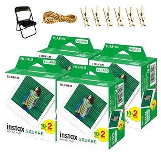 FUJIFILM 富士 instax 方形底片 80張 + 照片椅 隨機出貨 + 照片掛繩 套組, 1套