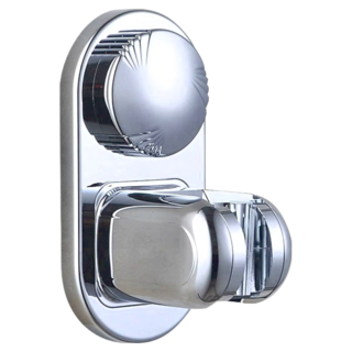 葉子小舖 免鑽孔強力吸盤蓮蓬頭架, 銀色 ABS電鍍, 14.5 x 7 x 9cm