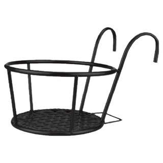 Andami 陽臺欄杆鐵製花盆架 掛架, 黑色, 1層