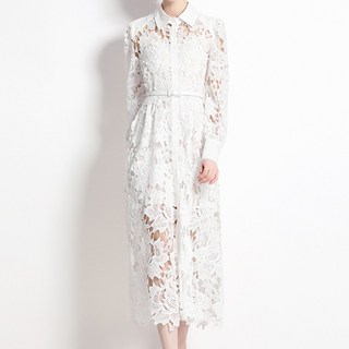 Chichills Encre蕾絲正裝連身裙 00399, 白色