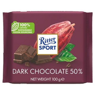 Ritter Sport 黑巧克力 50%, 100g, 1個