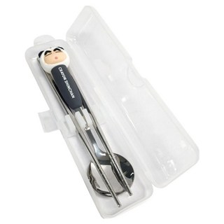 Shinchan 蠟筆小新 蠟筆小新 立體湯匙筷子餐具盒組, 1套, 熊貓, 湯匙 + 筷子 + 餐具盒