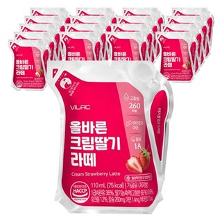 비락 올바른 크림딸기라떼, 18개, 110ml