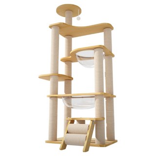 AOYI 奧藝 雙太空艙豪華貓跳臺 XL002, 棕色, 1個
