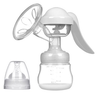 AHOYE 手動式柔軟服貼吸乳器+奶瓶 1組 白色, 舒適按摩, 輕巧便攜, 安全材質
