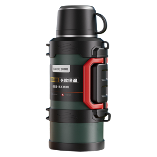 316保溫壺 大容量保溫瓶 食品級不鏽鋼內膽 長效保溫保冷 一鍵出水, 軍綠色, 1個, 4L