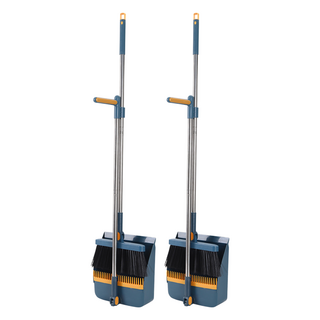 掃把畚箕組 折疊款 藍色 2組, 90度旋轉畚箕, 180度旋轉掃把頭