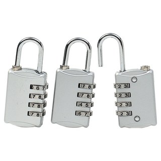 Dometopia 號碼鎖 4位數密碼鎖 3件組 A 銀色, 1套
