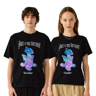 세터 남녀공용 블루 드래곤 벌룬 그래픽 반팔 티셔츠