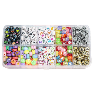 彩色方塊 專屬字母姓名縮寫鑰匙圈材料 珠子/串珠 DIY套組 10種 500p D款, 1套, 混合色