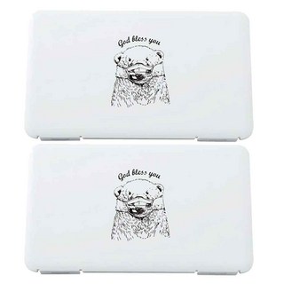 防疫專用口罩多功能名片收納盒, 白熊, 2個