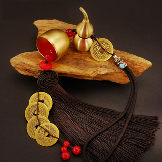 命運好好玩 五帝錢銅葫蘆解厄風鈴 36 x 3cm 銅色，化煞招財保平安