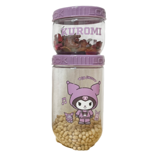 U-House 樺新 SANRIO KUROMI儲物罐 小(10 x 10 x 9cm) 500ml + 大(16.5 x 10 x 10cm) 1L, 2個容器 + 2個蓋子, 1組