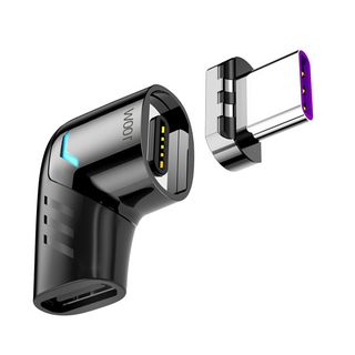 AHOYE PD100W快充Type-C磁吸轉接頭 480Mb/s傳輸速率 USB-C 70g, 1個, 黑色 + 銀色, 2cm