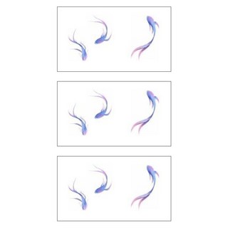 gelluna 神奇藍色鯉魚 自黏紋身貼紙 T-88, 3個, 單一顏色