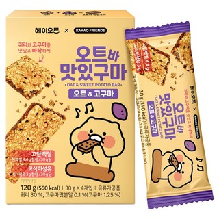 heyoat 美味燕麥棒 地瓜風味 4包入, 1盒, 120g