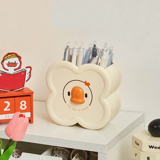 Gold Pang 可愛鴨子四葉草刷具筆筒收納盒, 1個, 混合色